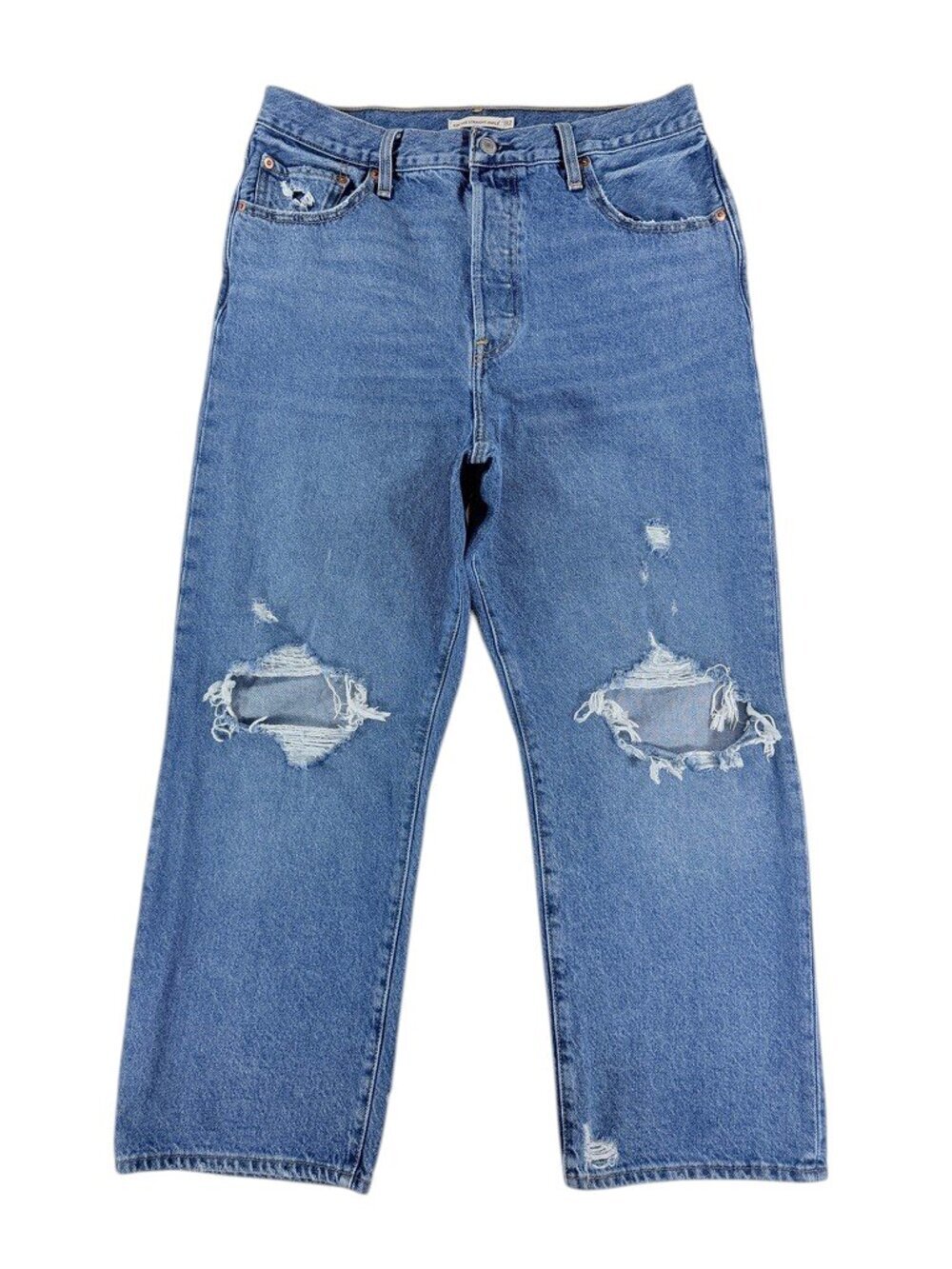 Women's Levi's Premium Ribcage Straight Ankle Distressed Jeans W32 L27 High Rise